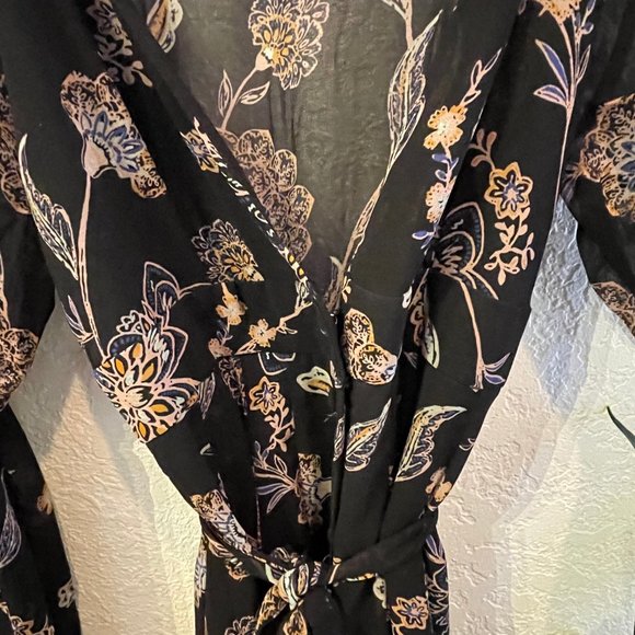 NWT Woman's Black, Flowy, Bohemian, FLoor Lenght, Long Sleeve Dress, Sizes M & S - Picture 2 of 5